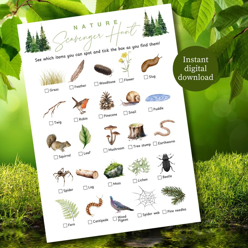 9 Nature Scavenger Hunts Bundle, Printable Outdoor Walk Activities for ...