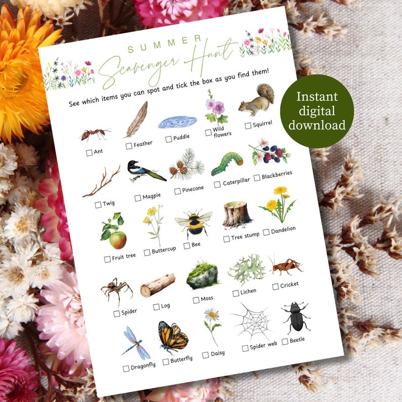 9 Nature Scavenger Hunts Bundle, Printable Outdoor Walk Activities for ...