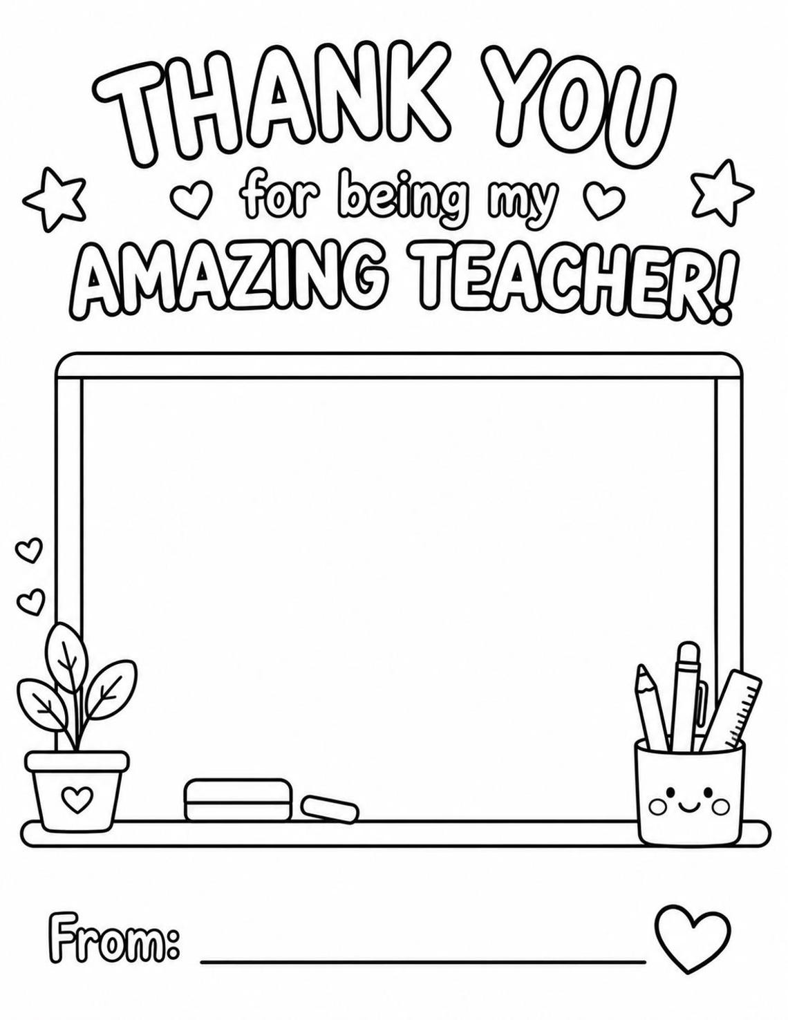 Thank You Teacher Coloring Page Printable | Teacher Appreciation Gift ...