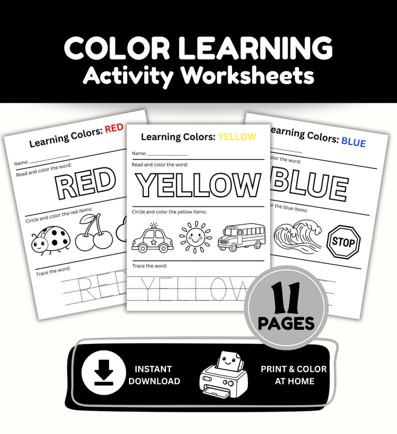 Color Learning Worksheets for Preschool | Color Recognition & Tracing ...