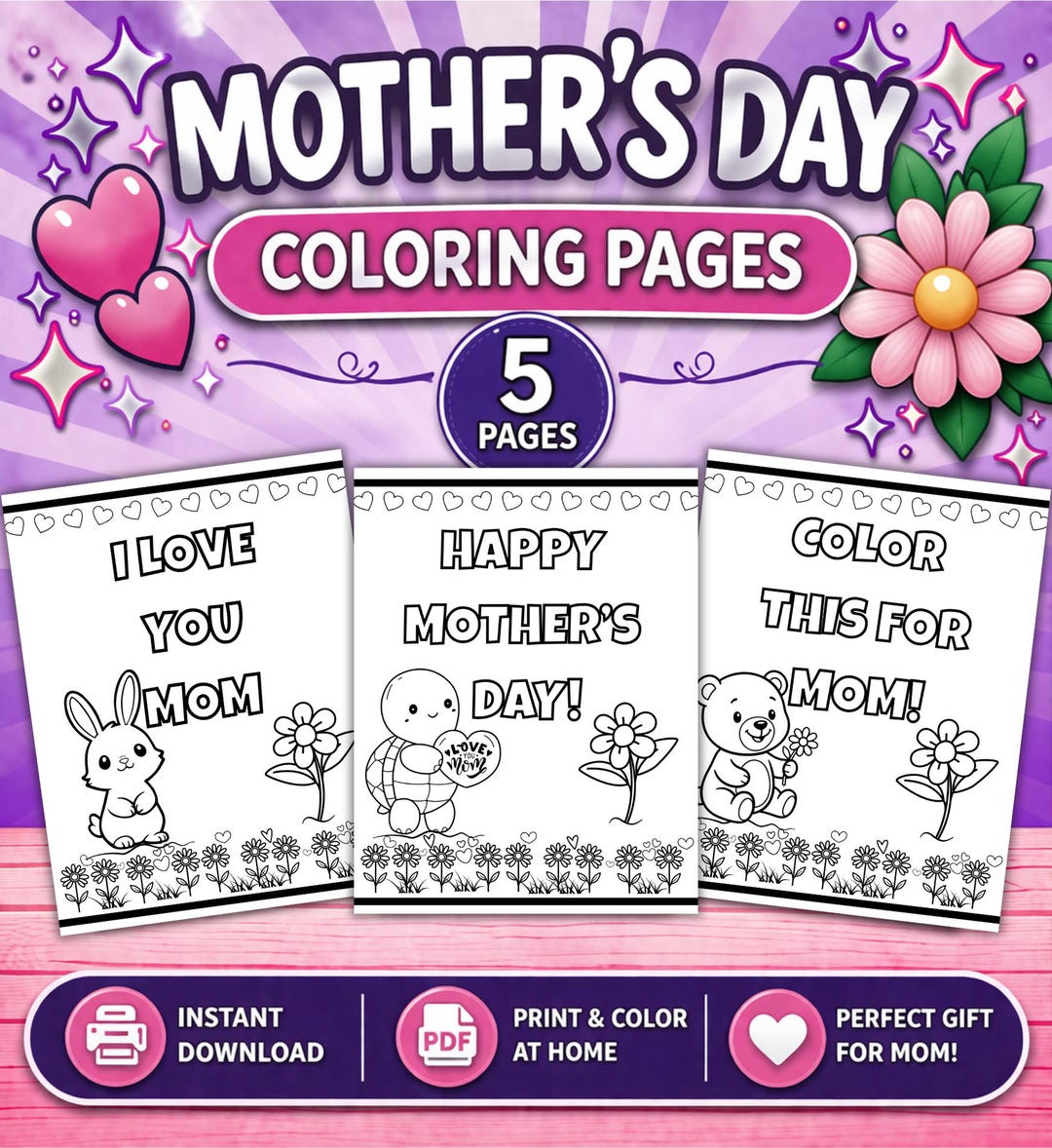 Mother's Day Coloring Pages for Kids, Printable Activity Sheets ...