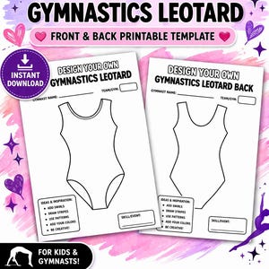 Disegna il tuo body da ginnastica stampabile per bambini – Divertente attività di ginnastica, lavoretto sportivo fai da te, pagine da colorare scaricabili immediatamente