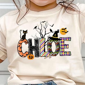 Custom Kids Halloween Shirt, Custom Alphabet Kids Shirt, Halloween Name Shirt for Toddler, Custom Toddler Halloween Shirt, Boys Girls Shirt