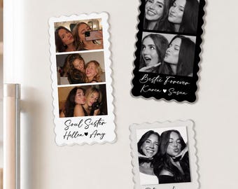 Custom Bestie Photo Strip Fridge Magnet, Best Friend Magnets Gift, Acrylic Portrait Magnet Keepsake, Bestie Birthday Gift, Bridesmaid Gift