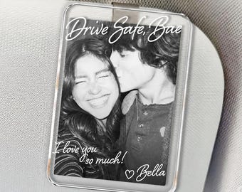 Personalized Couple Photo Car Visor Clip Gift for Him, Anniversary Gift for Boyfriend or Husband, Drive Safe Gift, Photo Keepsake Gift
