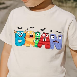 Custom Kids Halloween Shirt, Halloween Name Shirt for Toddler, Boy Halloween Shirt, Custom Toddler Halloween Shirt, Custom Letter Boy Tee