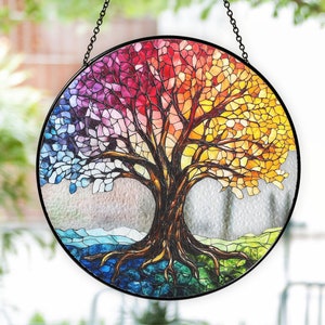Tree of Life Stained Glass Suncatcher, Nature Window Hanging, Customized Sun Catcher, Christmas Tree Ornament, Stained Glass Ornament