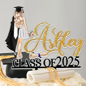 Custom Name Graduation Cake Topper, Personalized Graduation Gifts For Her, Girls Class Of 2025 Cake Topper, Senior Cake Decor, Party Decor