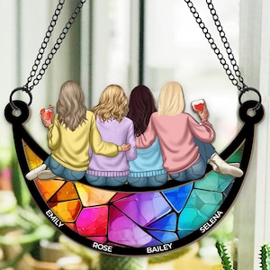 Bestie Gifts for Women, Personalized Sisters Window Hanging Suncatcher Ornament, Friendship Christmas Keepsake, Best Friend Birthday Gifts