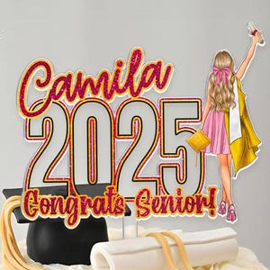 Personalized Graduation Cake Topper, Graduation Gifts, Girls Class Of 2025 Cake Topper, Congrats Graduation Party Favors, Senior Cake Topper