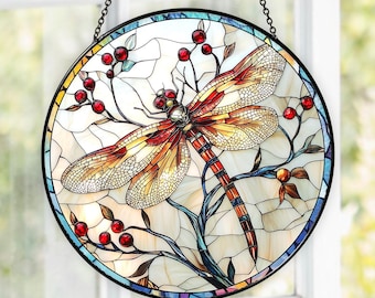 Dragonfly Stained Glass Suncatcher, Dragonfly Sun catcher, Dragonfly Window Hanging, In Door Decoration, Gift For Nana, Mother's Day Gift