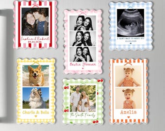 Personalized Acrylic Any Photo Magnet, Photo Booth Stripe Family Magnet, Besties Fridge Manget, Gift for Her, Couple Gifts, Pet Lover Gift