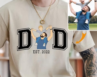 Camiseta personalizada con foto para papá, camiseta del Día del Padre, camiseta con retrato de papá personalizada, regalos del Día del Padre, regalo para el esposo, retrato de papá e hijos