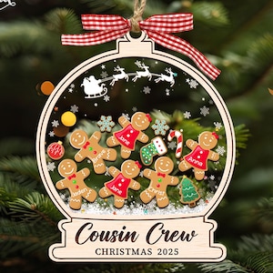 Personalized Cousin Crew Gingerbread Shaker Ornament: Custom Family Ornament 2025, 4D Shaker