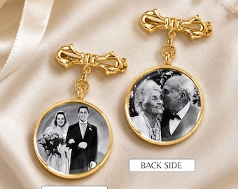 Wedding Memorial Lapel Pin, Custom Boutonniere Photo Charm, Memorial Pin for Groom, Wedding Bouquet Charm for Bride, Remembering Loved Ones