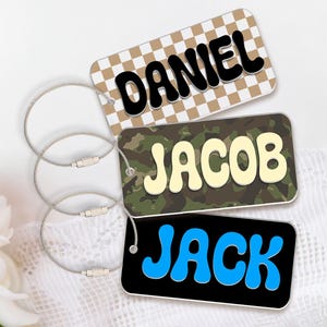 Camo Boy Acrylic Name Backpack Tags, Custom Bag Name Tag, Keychain For Boys, Diaper Bag Tag, Checkered Name Tags for Backpack,Back To School