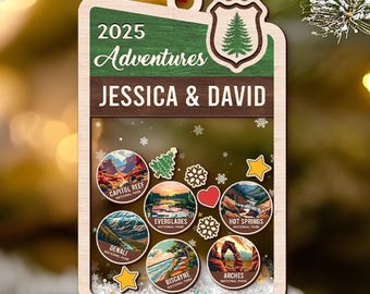 National Parks Photo Shaker Ornament, Adventure Lovers Ornament, National Park Trip, Mountains Christmas Keepsake, Couple Travelling Gifts