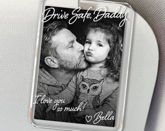 Personalized Car Visor Clip Gift for Dad, Unique Gift for Dad, Fathers Day Gift from Daughter Son, Drive Safe Daddy, Gift for Husband