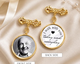 Custom Wedding Memorial Lapel Pin, Boutonniere Photo Charm, Wedding Bouquet Charm for Bride, Memorial Pin for Groom, Remembering Loved Ones