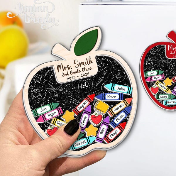 Personalized Teacher Apple Shaker Magnet, Teacher Appreciation Gifts 2026, Thank You Teacher Gift From Student, Classroom Magnet