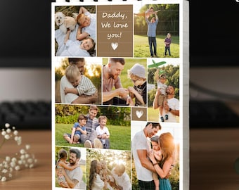Custom Photo Collage Dad And Kids Building Blocks, Unique Gift for Dad, Fathers Day Picture Collage, Gift For Husband, Birthday Gift
