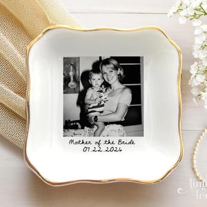 Personalized Mom Photo Jewelry Dish: Ceramic Trinket Tray Mother of The Bride, Birthday Ring Dish, Gift from Daughter, Wedding Day Gift