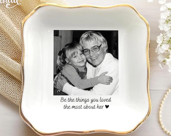 Custom Photo Memorial Ring Dish, In Loving Memory Dish, Loss Of Loved One, Memorial Keepsake Gift for Mother Grandma, Remembrance Gift