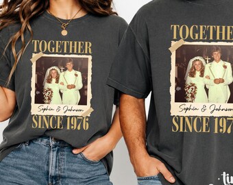Personalized Vintage Photo 50th Anniversary Shirt For Parents, Together Since 1976 Tee, Married For 50 Years, Couple Wedding Shirt