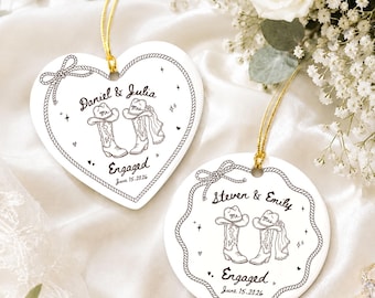 Personalized Western Engaged Ornament, Cowboy Boot First Christmas, Mr and Mrs Gift, Bridal Shower Gifts, Newlywed Keepsake, Engagement Gift