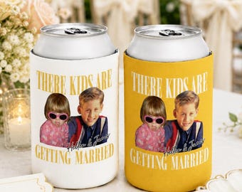 Vintage Photo Bride & Groom Can Cooler, These Kids Are Getting Married Drink Sleeves, Wedding Can Cooler, Bridal Shower Gift, Party Favors