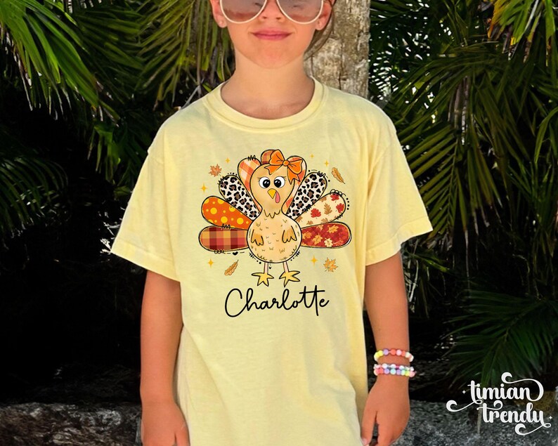 Thanksgiving Girls Shirt, Custom Turkey Thanksgiving Shirt for Kids, Cute Turkey Thanksgiving Toddler Shirt, Coquette Bow Girly Turkey Shirt image 5
