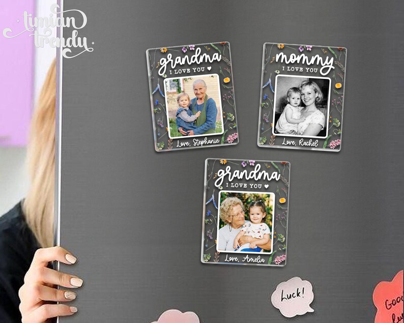 Personalized Family Photo Fridge Magnet, Custom Photo Acrylic Magnet, Mom Gift, Grandma Gift from Grandkids, Mothers Day Gifts for Mom image 7