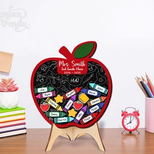 Personalized Teacher Apple Shaker Magnet, Teacher Appreciation Gifts 2026, Thank You Teacher Gift From Student, Classroom Magnet Shaker Stand Sign