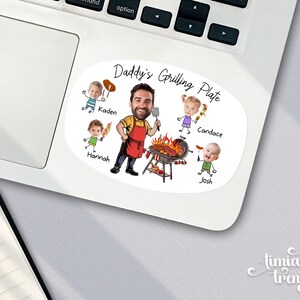 Personalized Face Grilling Platter, Custom Daddy's Grilling Plate with Kids' Names, Father's Day Gift from Grandkids, Funny Gift for Dad 1 Piece Sticker