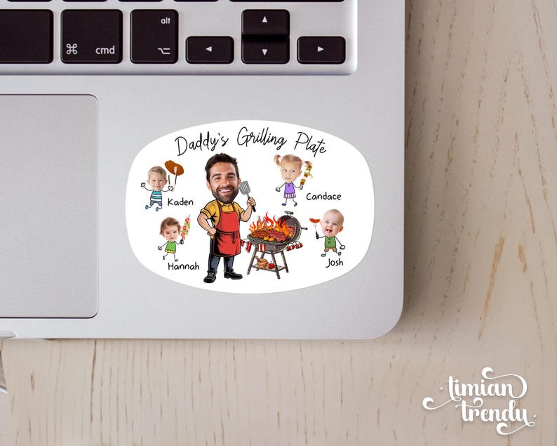 Personalized Face Grilling Platter, Custom Daddy's Grilling Plate with Kids' Names, Father's Day Gift from Grandkids, Funny Gift for Dad image 6