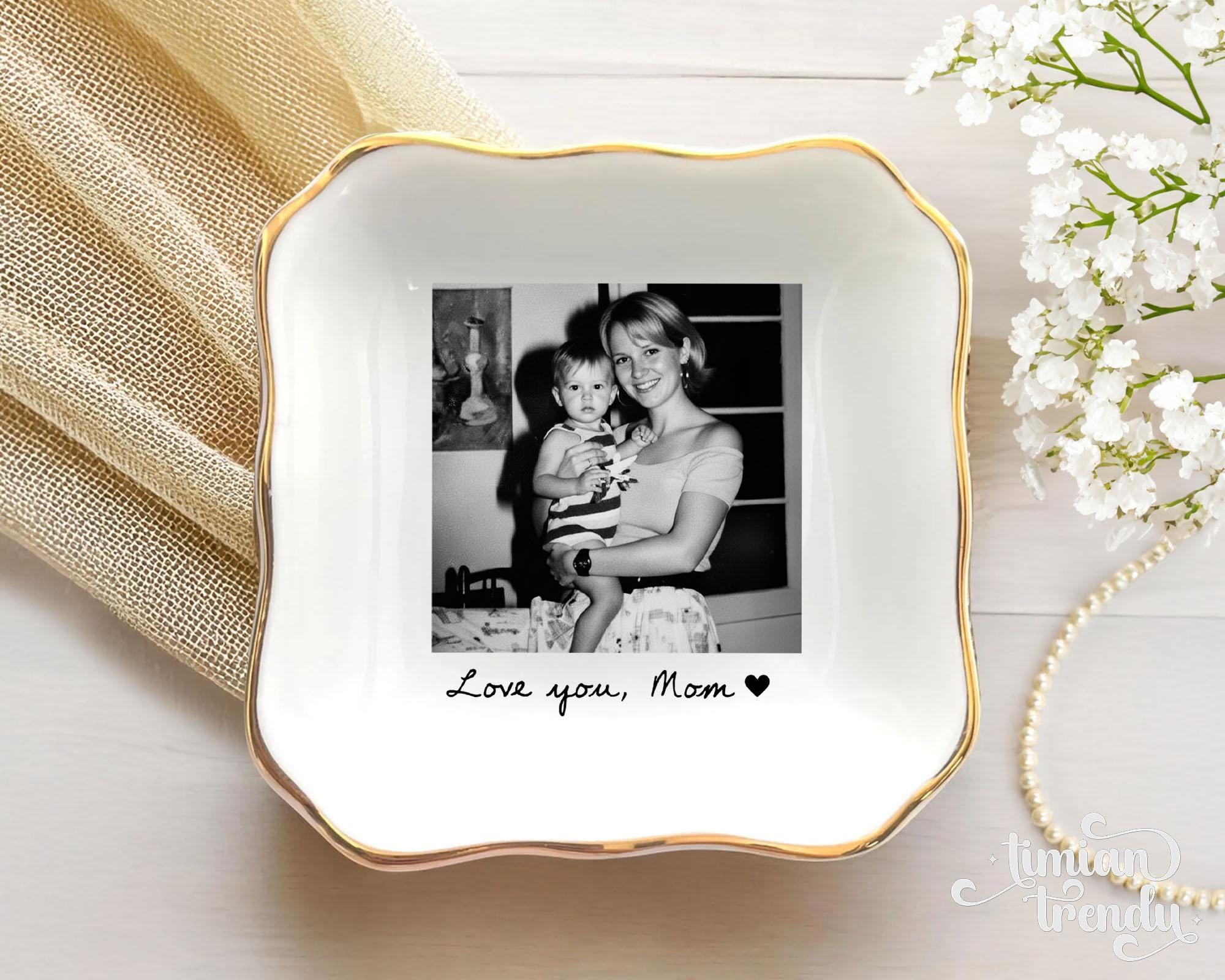 Personalized Mom Photo Jewelry Dish: Ceramic Trinket Tray Mother of The Bride, Birthday Ring Dish, Gift from Daughter, Wedding Day Gift