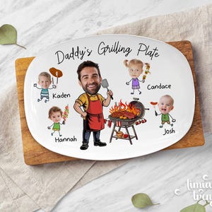 Personalized Face Grilling Platter, Custom Daddy's Grilling Plate with Kids' Names, Father's Day Gift from Grandkids, Funny Gift for Dad image 7