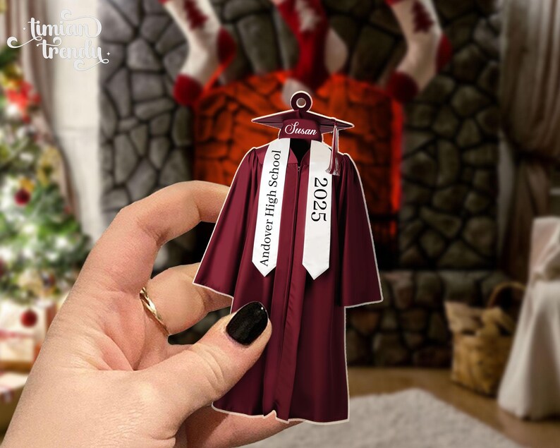 Personalized Graduation Ornament, Class of 2025 Ornament, High School Graduation Gift, College Graduated, New Graduate Gift, School Name image 3