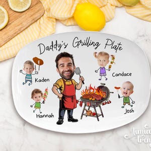 Personalized Face Grilling Platter, Custom Daddy's Grilling Plate with Kids' Names, Father's Day Gift from Grandkids, Funny Gift for Dad image 8