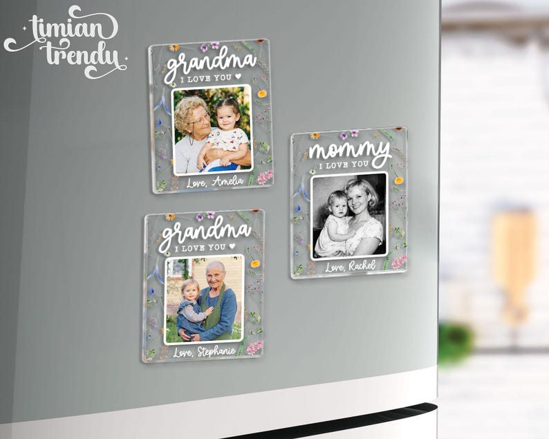 Personalized Family Photo Fridge Magnet, Custom Photo Acrylic Magnet, Mom Gift, Grandma Gift from Grandkids, Mothers Day Gifts for Mom image 8
