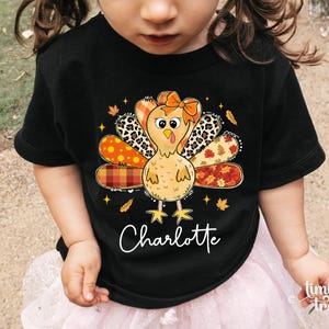 Thanksgiving Girls Shirt, Custom Turkey Thanksgiving Shirt for Kids, Cute Turkey Thanksgiving Toddler Shirt, Coquette Bow Girly Turkey Shirt image 9