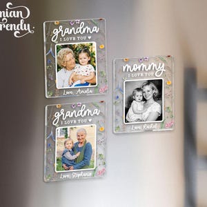 Personalized Family Photo Fridge Magnet, Custom Photo Acrylic Magnet, Mom Gift, Grandma Gift from Grandkids, Mothers Day Gifts for Mom image 2