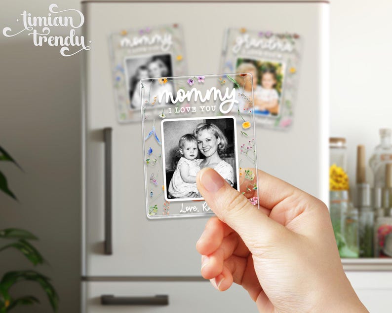 Personalized Family Photo Fridge Magnet, Custom Photo Acrylic Magnet, Mom Gift, Grandma Gift from Grandkids, Mothers Day Gifts for Mom image 6