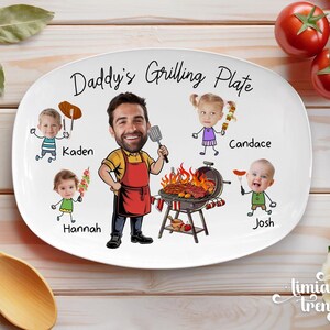 Personalized Face Grilling Platter, Custom Daddy's Grilling Plate with Kids' Names, Father's Day Gift from Grandkids, Funny Gift for Dad image 10
