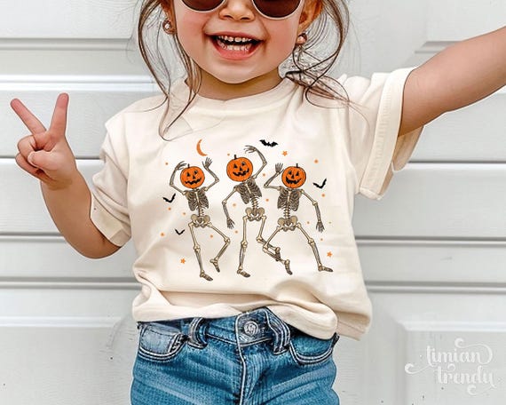 Kids Dancing Skeleton Halloween Shirt, Toddler Halloween Shirt, Girls Halloween Shirt, Halloween Shirts for Toddler, Dancing Skeleton Shirt