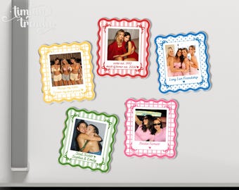Personalized Bestie Photo Magnet, Best Friend Fridge Magnets, Bestie Stripe Acrylic Magnet, Best Friend Gift for Her, Bridesmaid Gift
