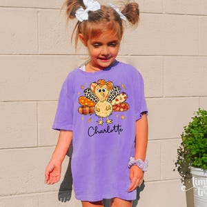Thanksgiving Girls Shirt, Custom Turkey Thanksgiving Shirt for Kids, Cute Turkey Thanksgiving Toddler Shirt, Coquette Bow Girly Turkey Shirt image 8