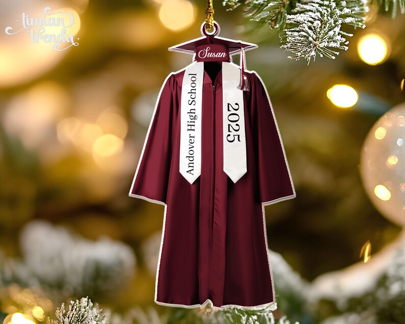 Personalized Graduation Ornament, Class of 2025 Ornament, High School Graduation Gift, College Graduated, New Graduate Gift, School Name image 4