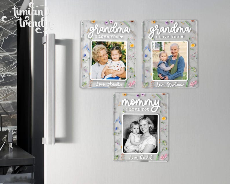 Personalized Family Photo Fridge Magnet, Custom Photo Acrylic Magnet, Mom Gift, Grandma Gift from Grandkids, Mothers Day Gifts for Mom image 10