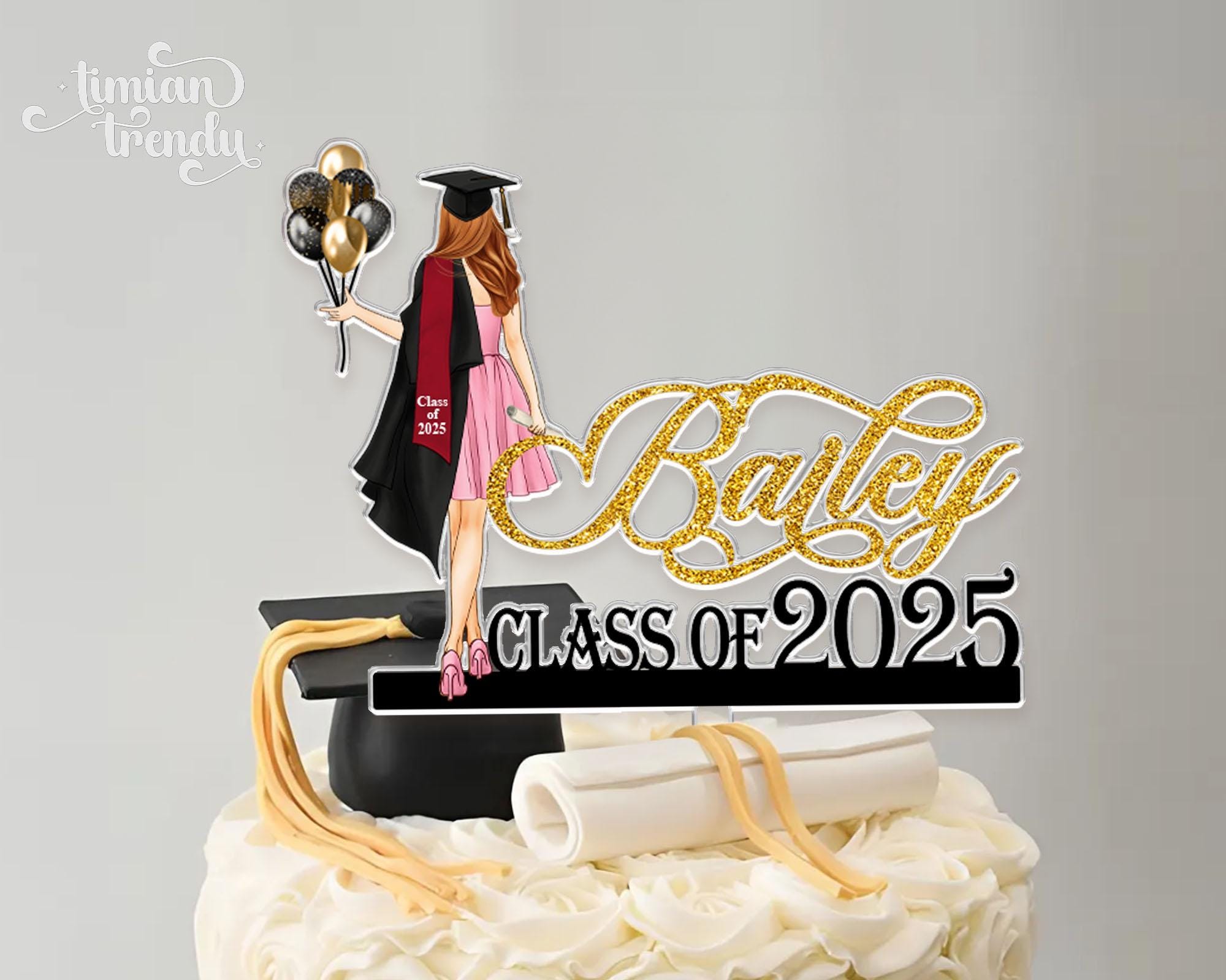 Personalized Graduation Cake Topper, Graduation Gifts, Girls Class Of 2025 Cake Topper, Congrats Graduation Party Decor, Senior Cake Topper